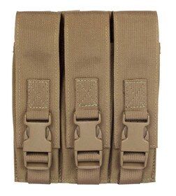 Coyote Tan triple 9mm magazine pouch, MOLLE compatible.